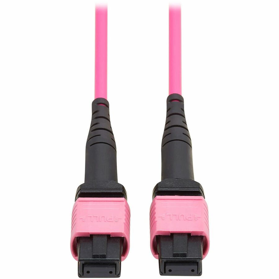Eaton Tripp Lite Series 100G Multimode 50/125 OM4 Fiber Optic Cable (12F MTP/MPO-PC F/F), OFNP, Magenta, 2 m (6.6 ft.), TAA — N845B-02M-12MTA