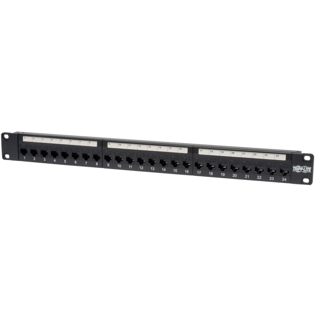 Tripp Lite 24-Port Cat5e Cat5 Feedthrough Patch Panel Rackmount 1URM RJ45 Ethernet TAA — N054-024