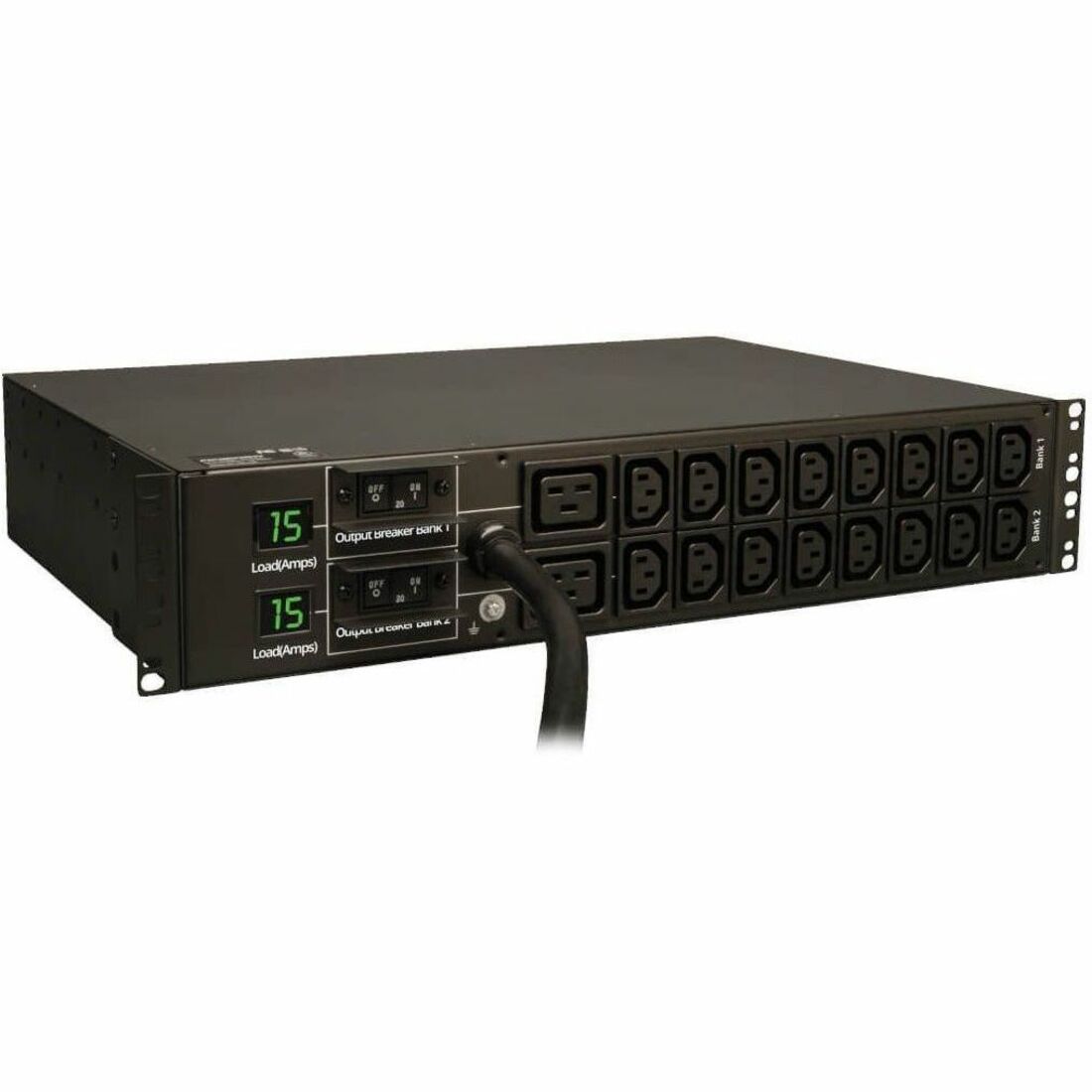 Eaton Tripp Lite Series 5.5kW Single-Phase Local Metered PDU, 208/230V Outlets (16 C13 & 2 C19), L6-30P, 12 ft. (3.66 m) Cord, 2U Rack-Mount, TAA — PDUMH30HV