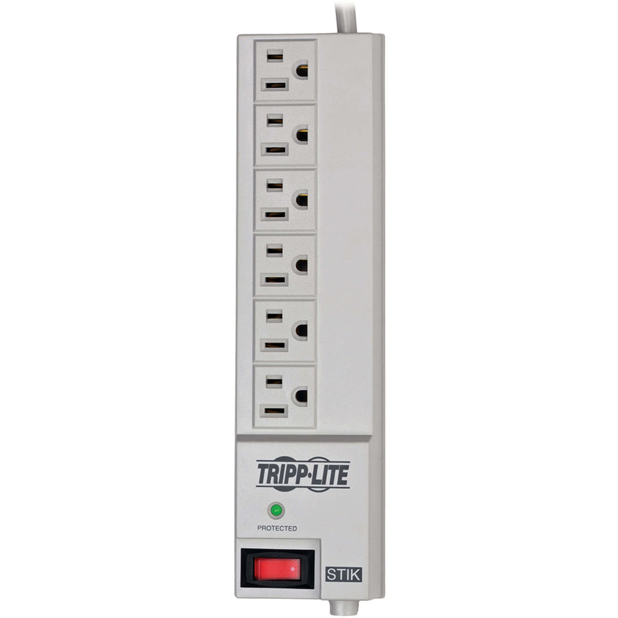 Eaton Tripp Lite Series Protect It! Surge Protector with 6 Right-Angle Outlets, 6 ft. (1.83 m) Cord, 540 Joules, Diagnostic LED — SPIKESTIK