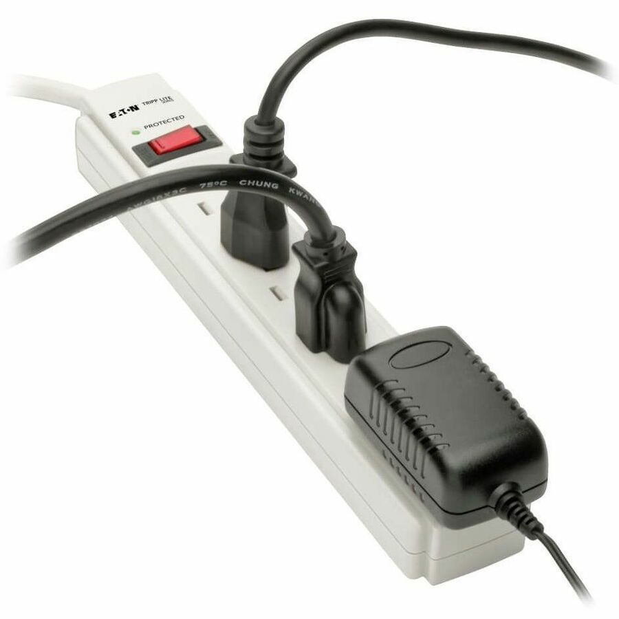 Eaton Tripp Lite Series Protect It! 6-Outlet Surge Protector, 6 ft. Cord, 900 Joules, Diagnostic LED, Light Gray Housing — TLP606