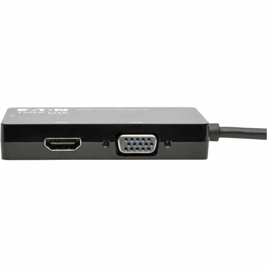 Eaton Tripp Lite Series Keyspan Mini DisplayPort to VGA/DVI/HDMI All-in-One Video Converter Adapter, 4K 30Hz HDMI, DP1.2, Black, 6-in. (15.24 cm) — P137-06N-HDV-4K