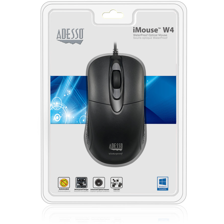 Adesso iMouse W4 Waterproof Antimicrobial Optical Mouse — iMouseW4