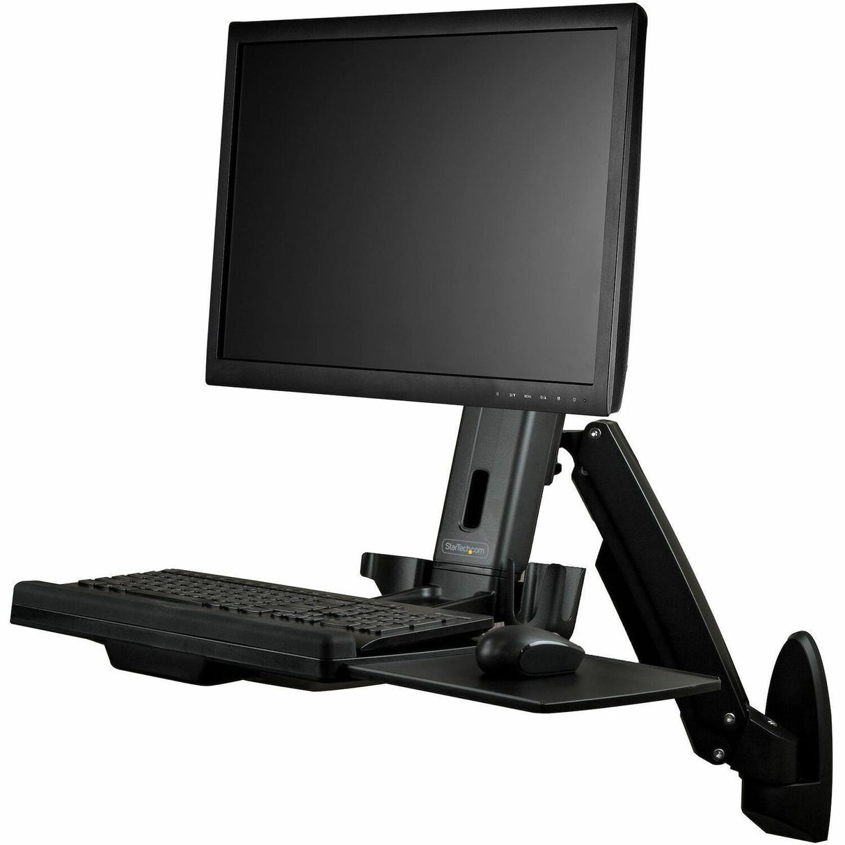 StarTech.com Wall Mount Workstation, Full Motion Standing Desk, Ergonomic Height Adjustable Monitor & Keyboard Tray Arm, For VESA Display — WALLSTS1