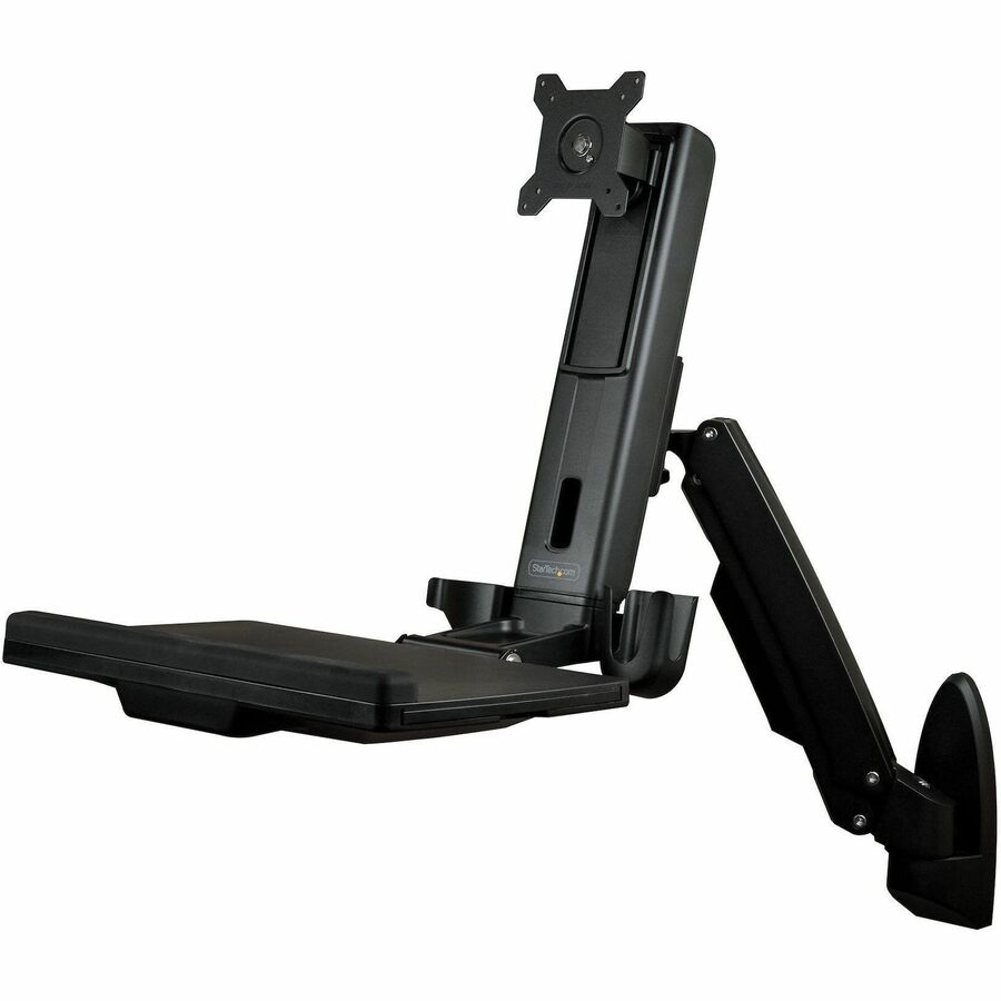 StarTech.com Wall Mount Workstation, Full Motion Standing Desk, Ergonomic Height Adjustable Monitor & Keyboard Tray Arm, For VESA Display — WALLSTS1