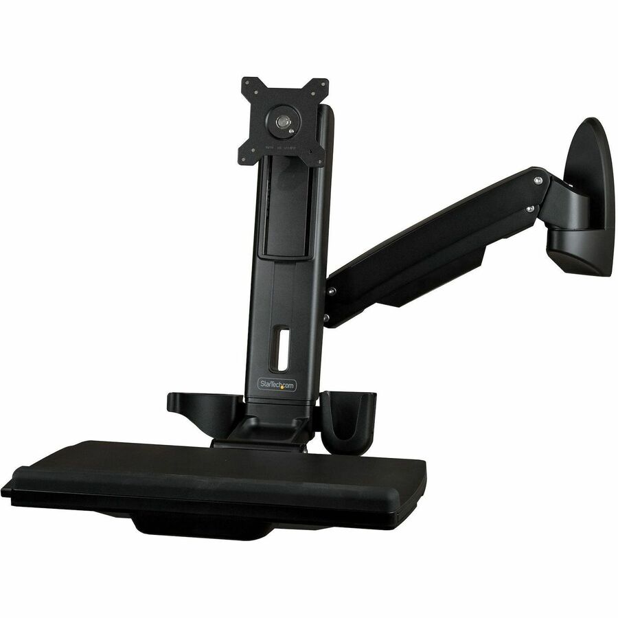 StarTech.com Wall Mount Workstation, Full Motion Standing Desk, Ergonomic Height Adjustable Monitor & Keyboard Tray Arm, For VESA Display — WALLSTS1
