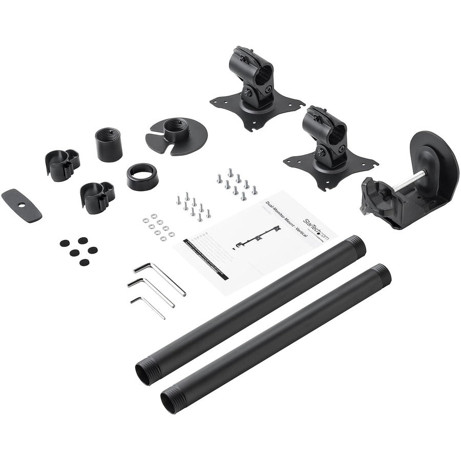 StarTech.com Desk Mount Dual Monitor Mount, Vertical, Steel Dual Monitor Arm, For VESA Mount Monitors up to 27" (22lb/10kg), Adjustable — ARMDUALV