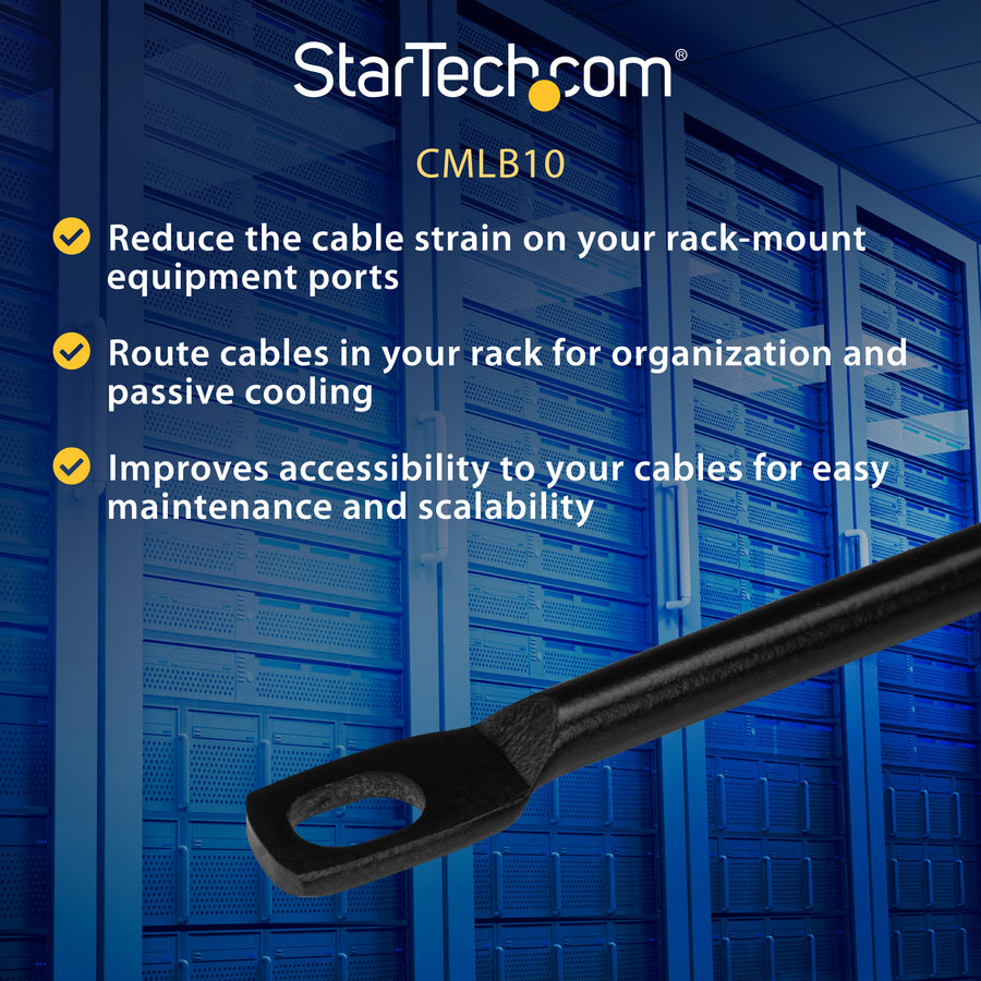 StarTech.com Horizontal Cable Lacing Bar for Racks - Horizontal Cable Manager - 10 Pack — CMLB10