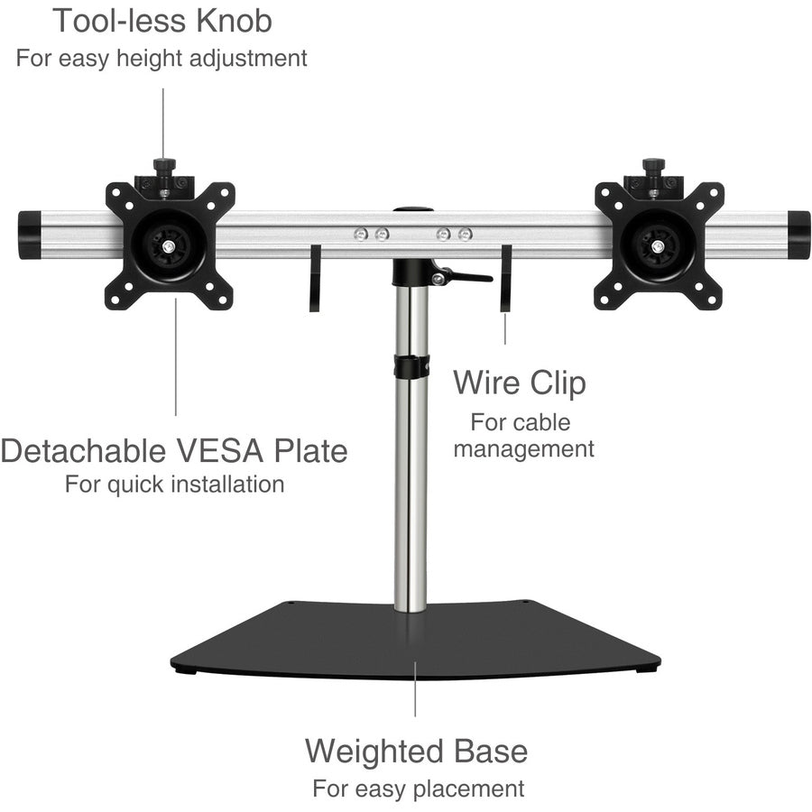SIIG Easy-Adjust Dual Monitor Desk Stand - 13" to 27" — CE-MT2011-S1