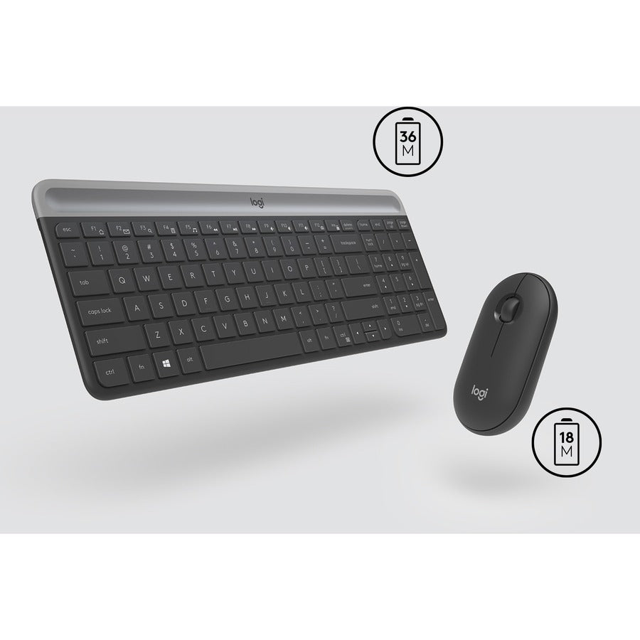 Logitech MK470 Slim Wireless Keyboard and Mouse Combo - Modern Compact Layout, Ultra Quiet - Graphite — 920-009437