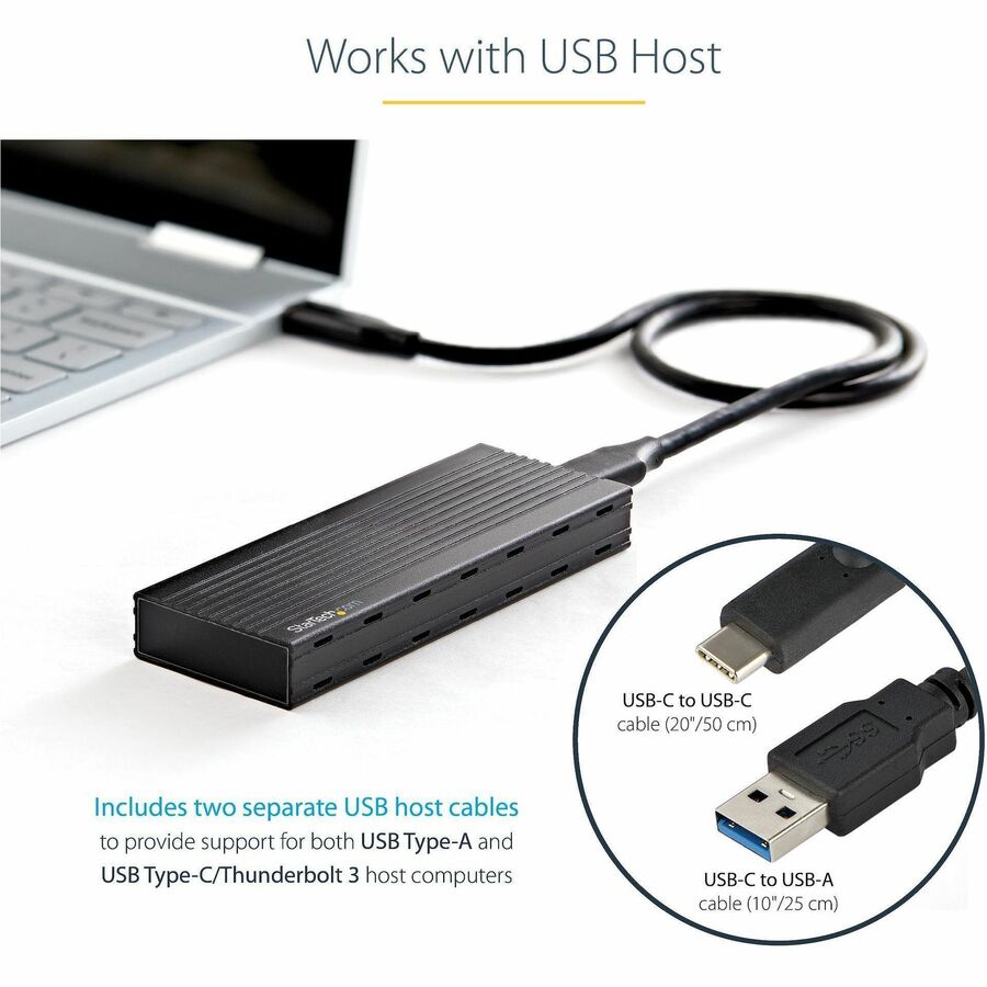 StarTech.com USB-C 10Gbps to M.2 NVMe or M.2 SATA SSD Enclosure, Portable M.2 PCIe/SATA SSD Aluminum Enclosure, USB-C & USB-A Host Cables — SM2E1BMU31C