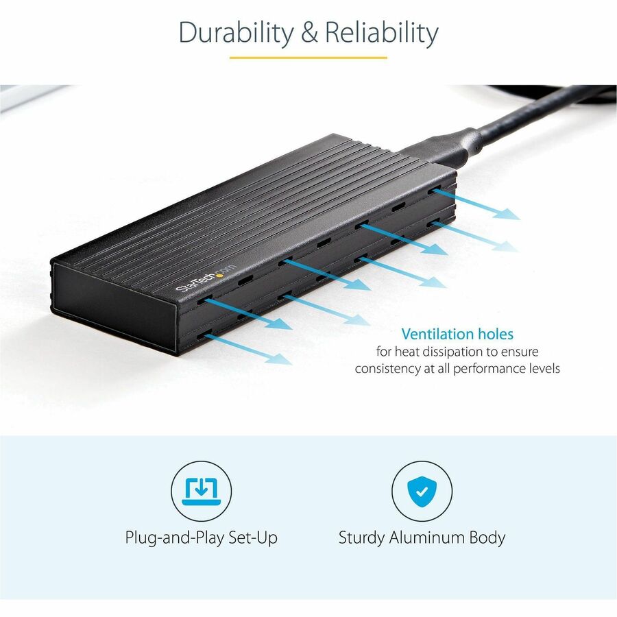 StarTech.com USB-C 10Gbps to M.2 NVMe or M.2 SATA SSD Enclosure, Portable M.2 PCIe/SATA SSD Aluminum Enclosure, USB-C & USB-A Host Cables — SM2E1BMU31C