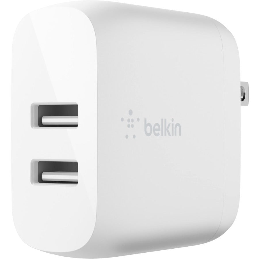 Belkin BoostCharge Dual USB-A Wall Charger 24W (Lightning to USB-A Cable included) - Power Adapter — WCD001dq1MWH