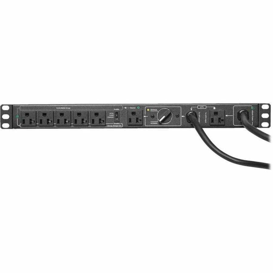 Eaton Tripp Lite Series 100-125V 16A Single-Phase Hot-Swap PDU with Manual Bypass - 6 NEMA 5-20R Outlets, 2 5-20P Inputs, 1U Rack/Wall — PDUB201U