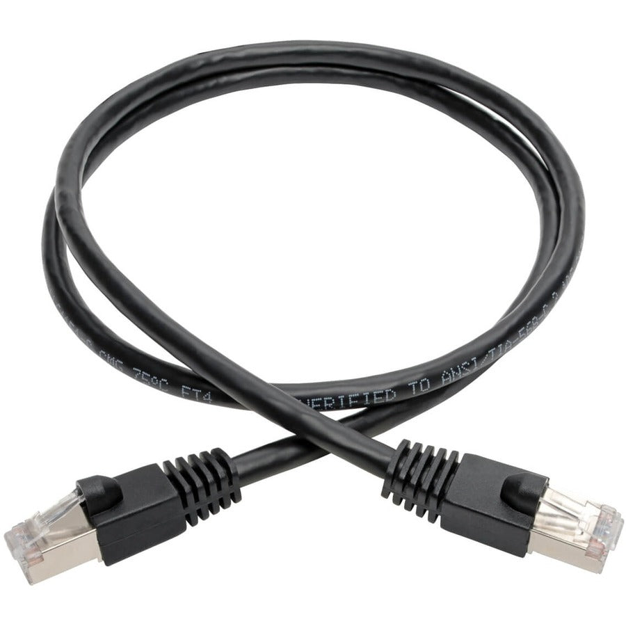 Eaton Tripp Lite Series Cat6a 10G Snagless Shielded STP Ethernet Cable (RJ45 M/M), PoE, Black, 2 ft. (0.61 m) — N262-002-BK
