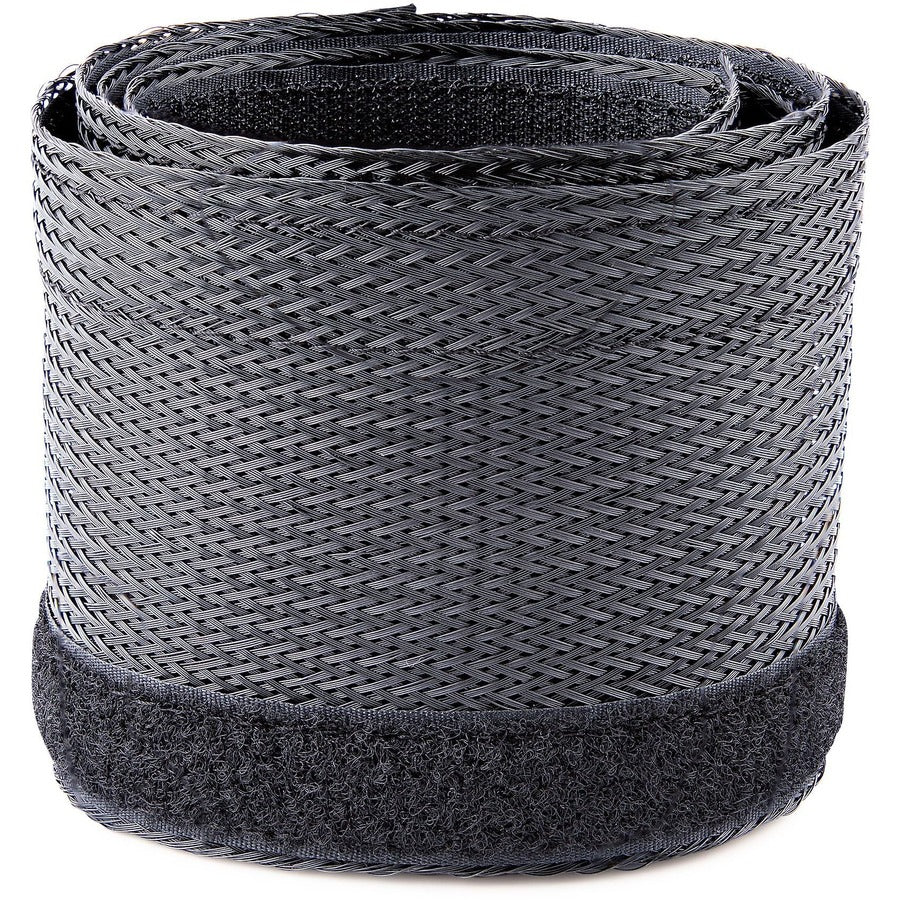 StarTech.com 10ft (3m) Cable Management Sleeve, Braided Mesh Wire Wraps/Floor Cable Covers, Computer Cable Manager/Cord Concealer — WKSTNCMFLX