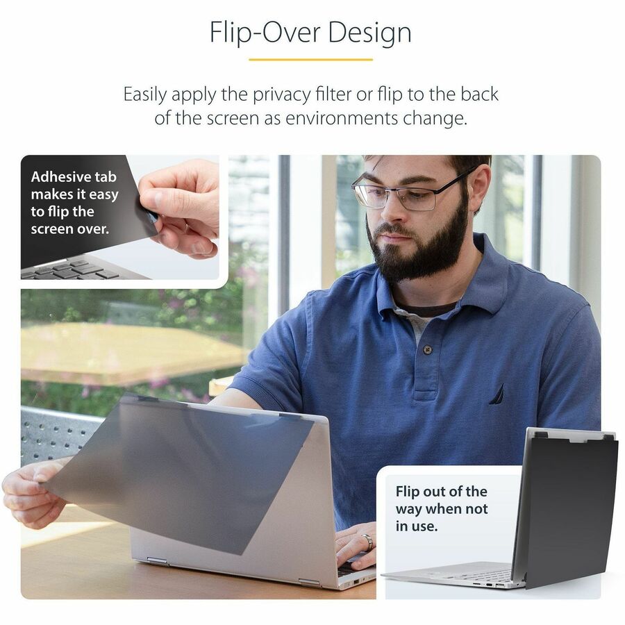 StarTech.com 13.5-inch 3:2 Flip-Over Privacy Screen w/Touch, Anti-Glare Privacy Filter, Laptop Monitor Screen Protector, Blue Light Filter — 135CT-PRIVACY-SCREEN
