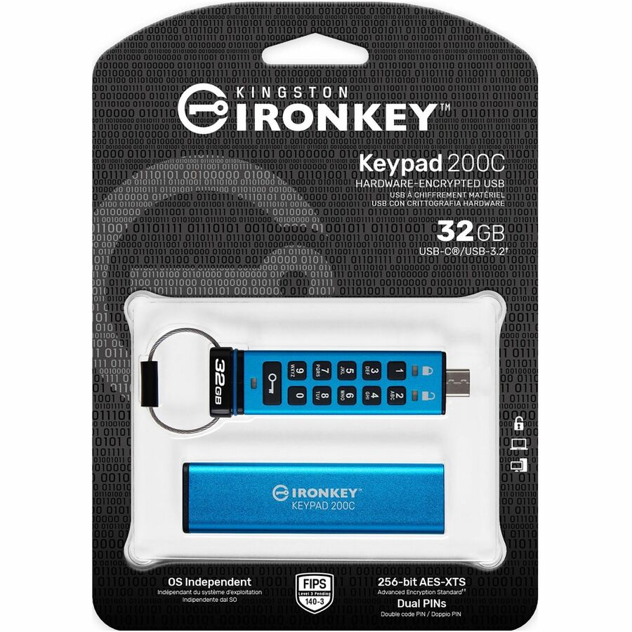 IronKey FIPS 140-3 Level 3 (Pending) Certified Keypad Drive — IKKP200C/32GB