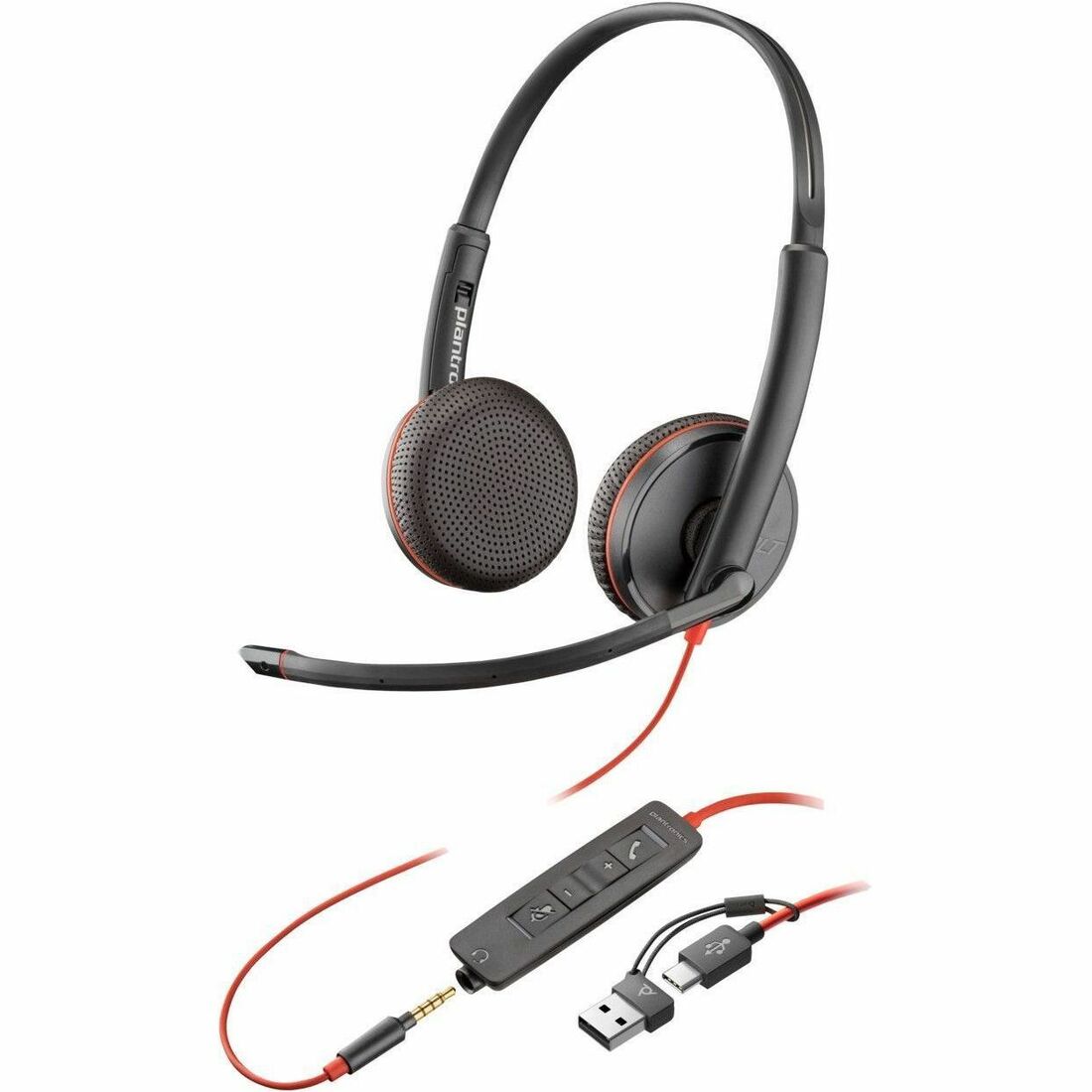 Poly Blackwire 3225 Stereo USB-C Headset + 3.5mm Plug + USB-C/A Adapter — 8X229AA
