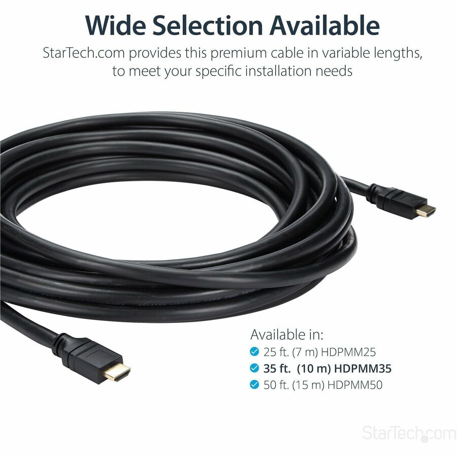 StarTech.com 35ft In Wall Plenum Rated HDMI Cable, 4K High Speed Long HDMI Cord w/ Ethernet, 4K30Hz UHD, 10.2 Gbps, HDMI 1.4 Display Cable — HDPMM35