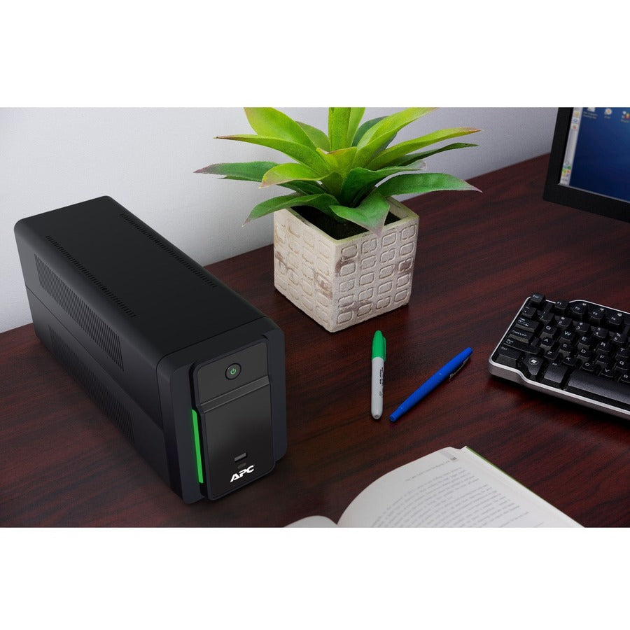 APC Back UPS, 950VA/480W, Tower, 120V, 6x NEMA 5-15R outlets, USB Type A + C Ports, User Replaceable Battery — BVK950M2