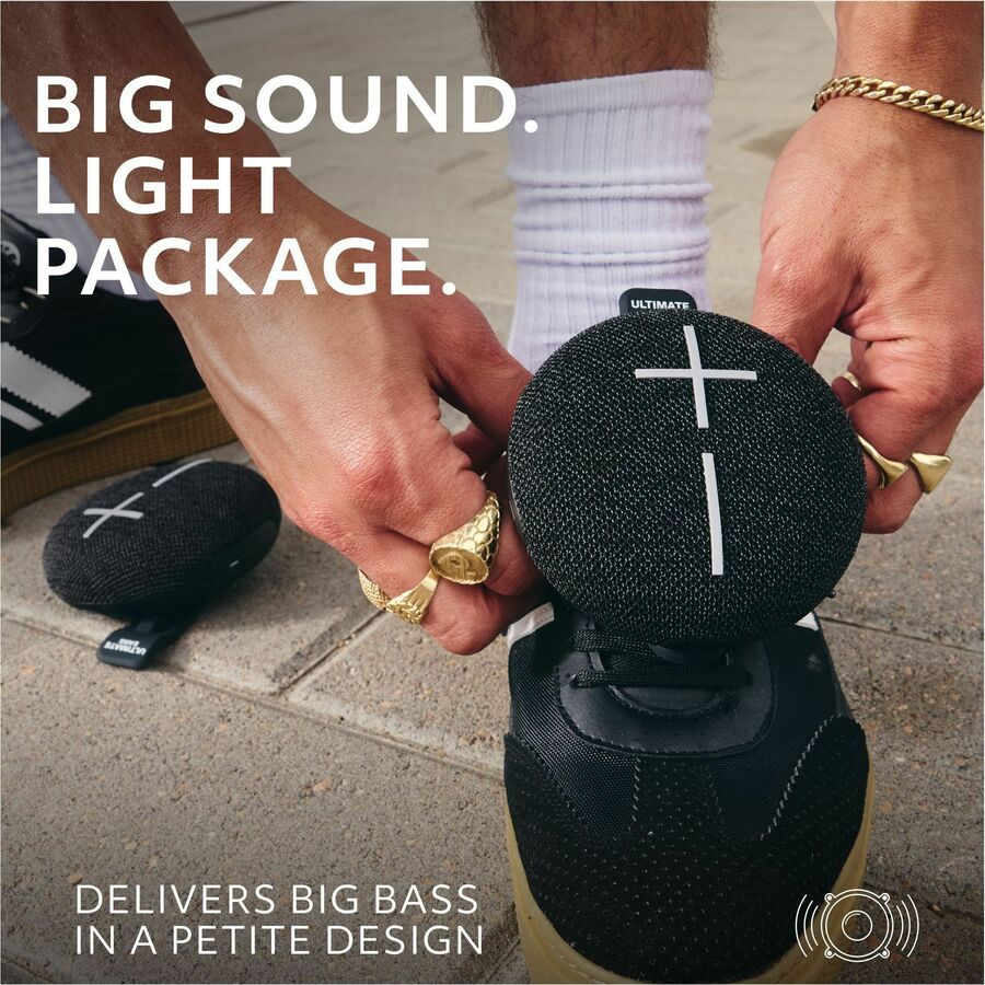 ULTIMATE EARS MINIROLL Ultra-Portable Waterproof Bluetooth Speaker, Big Bass, IP67 Dustproof, 131 ft (40 m) Range - Gentle Black — 984-002015