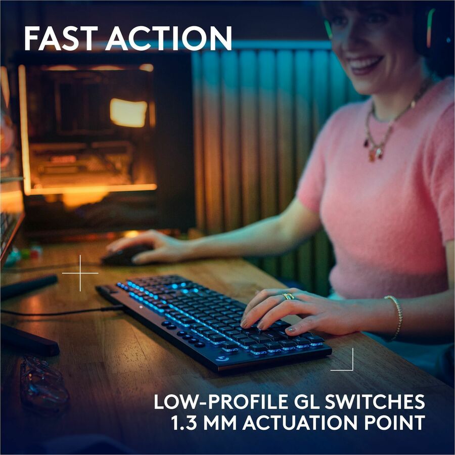 Logitech G915 X Low-Profile Wired Mechanical Gaming Keyboard, Double-Shot PBT Keycaps, Fully Programmable Keys, RGB Lighting, Aluminum Finish, GL Brown Tactile Switches - PC/Mac — 920-012937