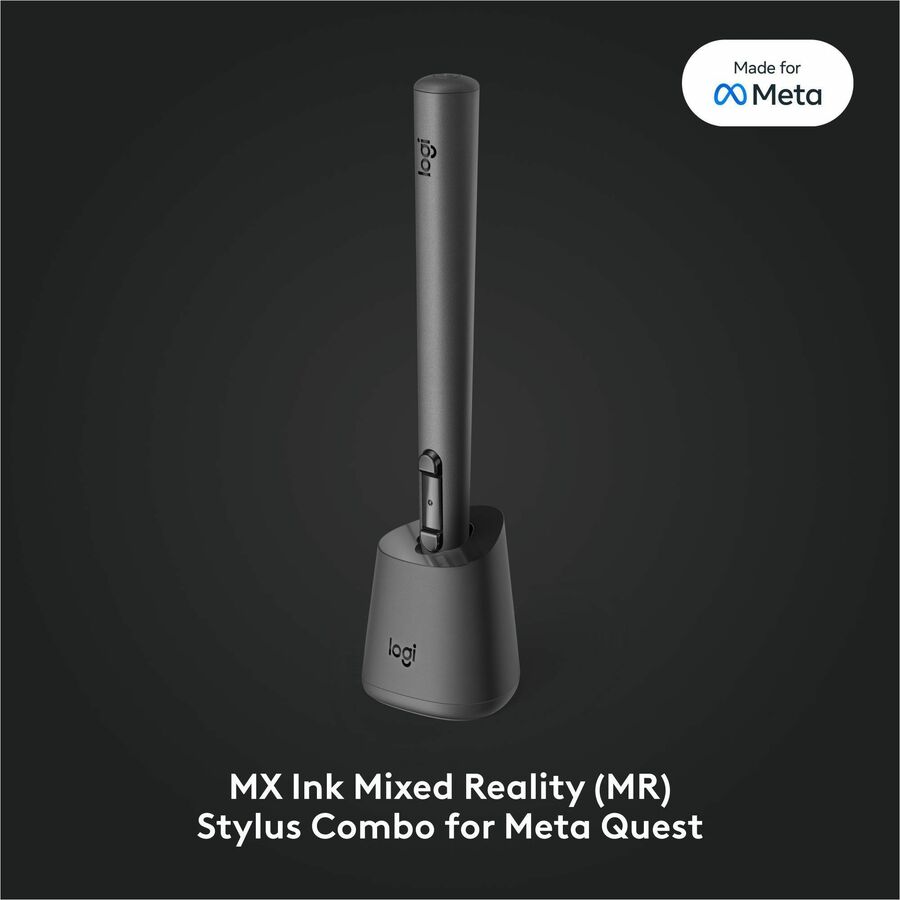 Logitech MX Ink Mixed-Reality (MR) Stylus with Charging Dock Combo, high precision and pressure sensitive, for Meta Quest 2, Meta Quest 3, Meta Quest 3S — 914-000087