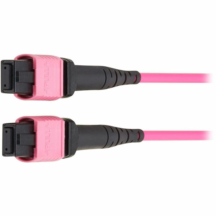 Eaton Tripp Lite Series 100G Multimode 50/125 OM4 Fiber Optic Cable (12F MPO/MPO-PC F/F), Type-B Polarity, OFNP, Magenta, 4 m (13.1 ft.), TAA — N845B-04M-12MTA