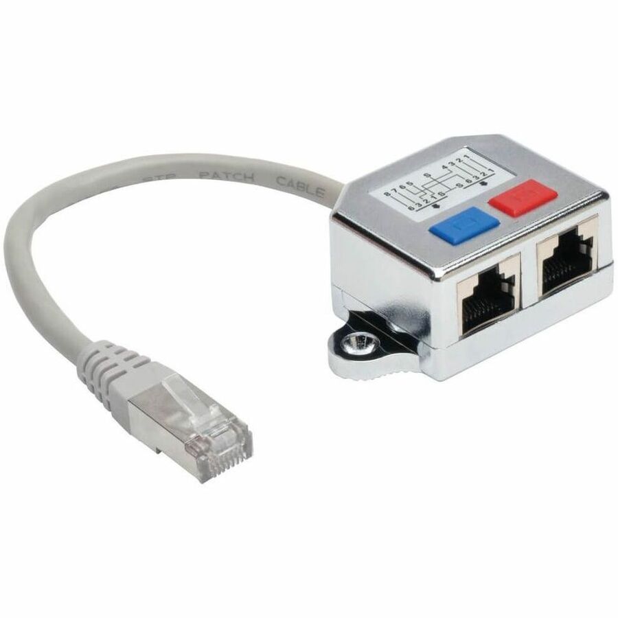 Eaton Tripp Lite Series 2-to-1 RJ45 Network Signal Splitter (M/2xF) - 10/100 Mbps Ethernet, Cat5/Cat5e, 6 in. (15 cm) — N035-001