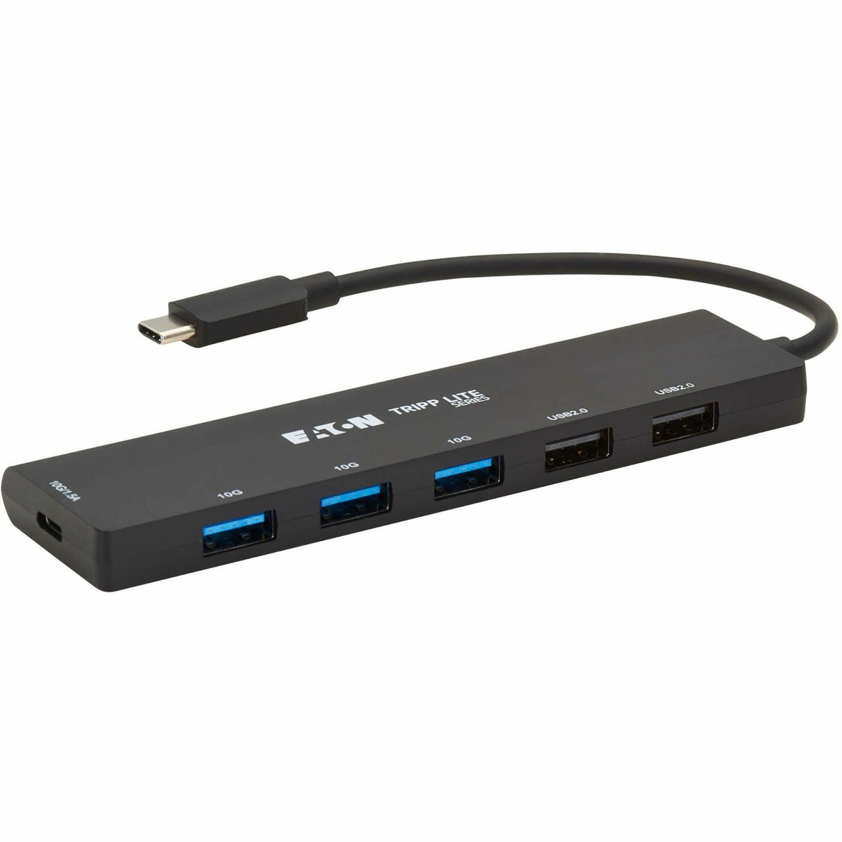 Eaton Tripp Lite Series 6-Port Slim USB Hub, USB 3.2 Gen 2 (10 Gbps) and USB-A 2.0 Hub Ports, USB-C Connector with USB-A Adapter, Black — U460-006-5A1C