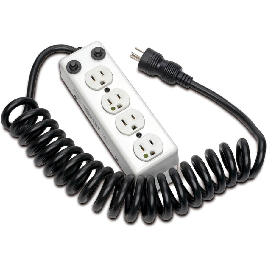 Eaton Tripp Lite Series Safe-IT UL 1363A Medical-Grade Power Strip for Patient-Care Vicinity, 4x Hospital-Grade Outlets, 3 ft. Coiled Cord — PS-410-HGOEMCC