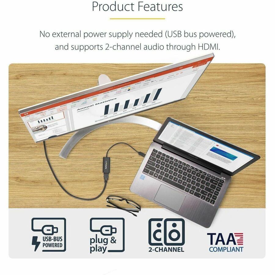 StarTech.com USB 3.0 to HDMI Adapter, USB to HDMI Monitor Converter for Windows, 1080P (no support for macOS/ChromeOS/Linux) - TAA — USB32HDES