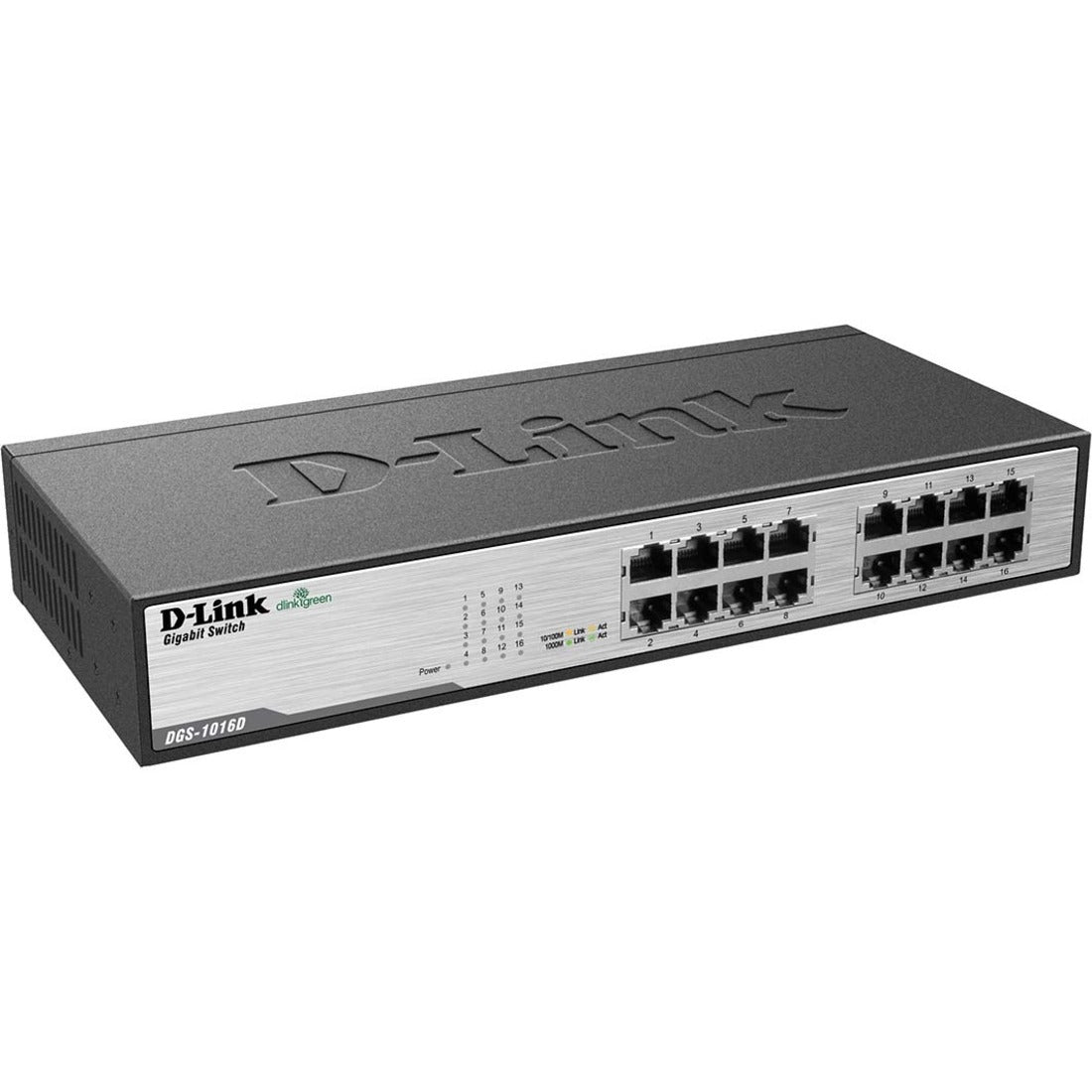 D-Link DGS-1016D 16-Port Gigabit Unmanaged Metal Desktop or Rackmount Switch — DGS-1016D