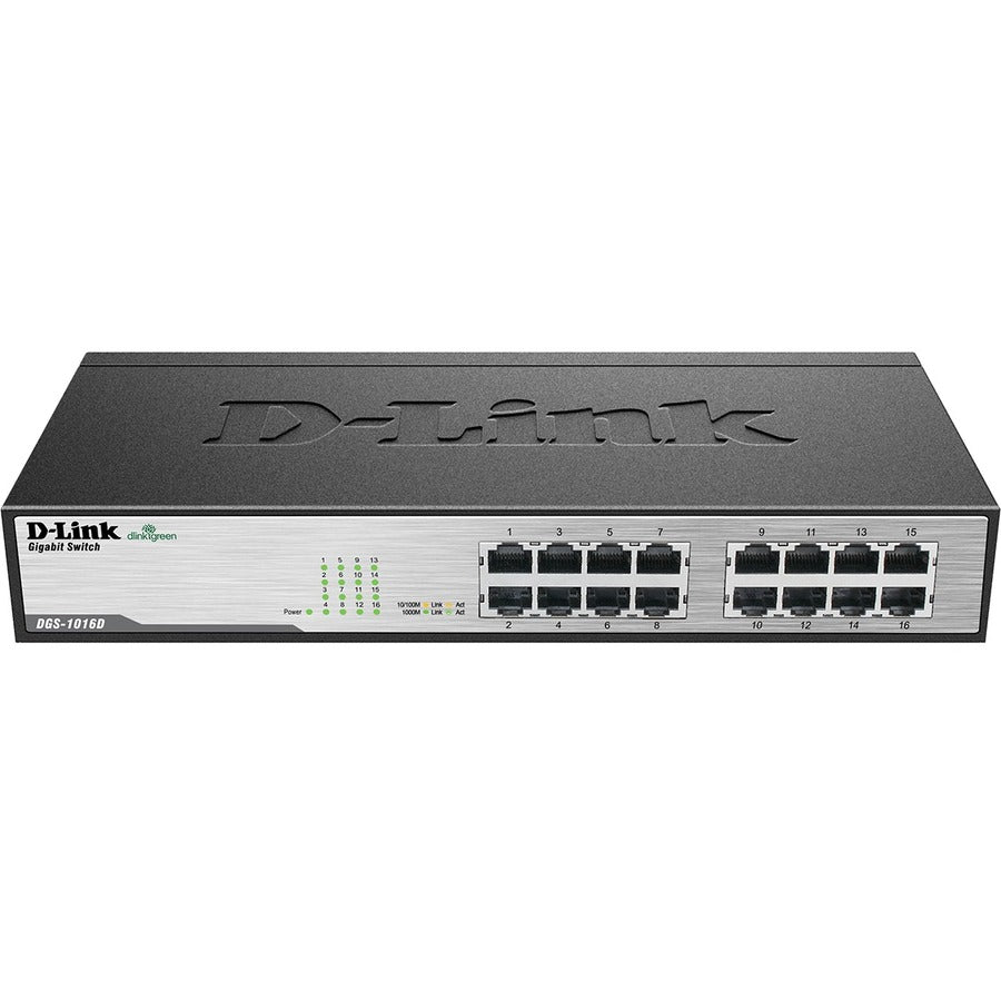 D-Link DGS-1016D 16-Port Gigabit Unmanaged Metal Desktop or Rackmount Switch — DGS-1016D