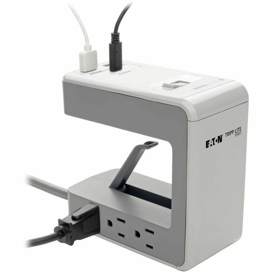Eaton Tripp Lite Series 6-Outlet Surge Protector w/2 USB-A (4.8A Shared) & 1 USB-C (3A) - 8 ft. (2.43 m) Cord, 1080 Joules, Desk Clamp — TLP648USBC