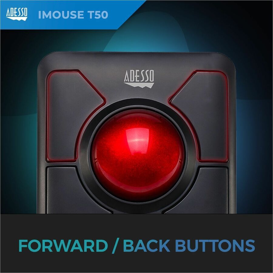 Adesso iMouse T50 Wireless Programmable Ergonomic Trackball Mouse — iMouse T50