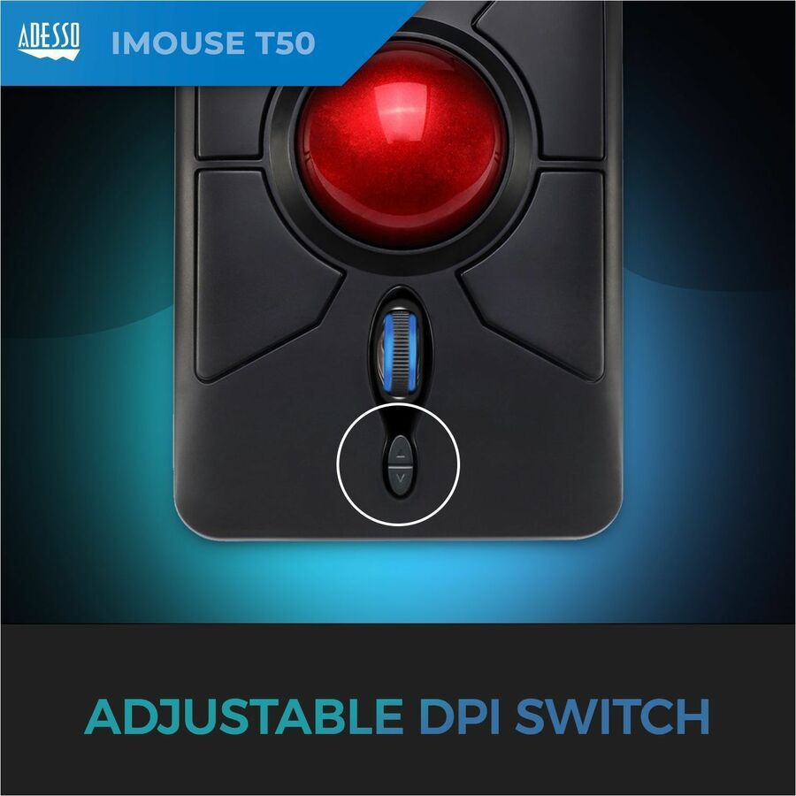 Adesso iMouse T50 Wireless Programmable Ergonomic Trackball Mouse — iMouse T50