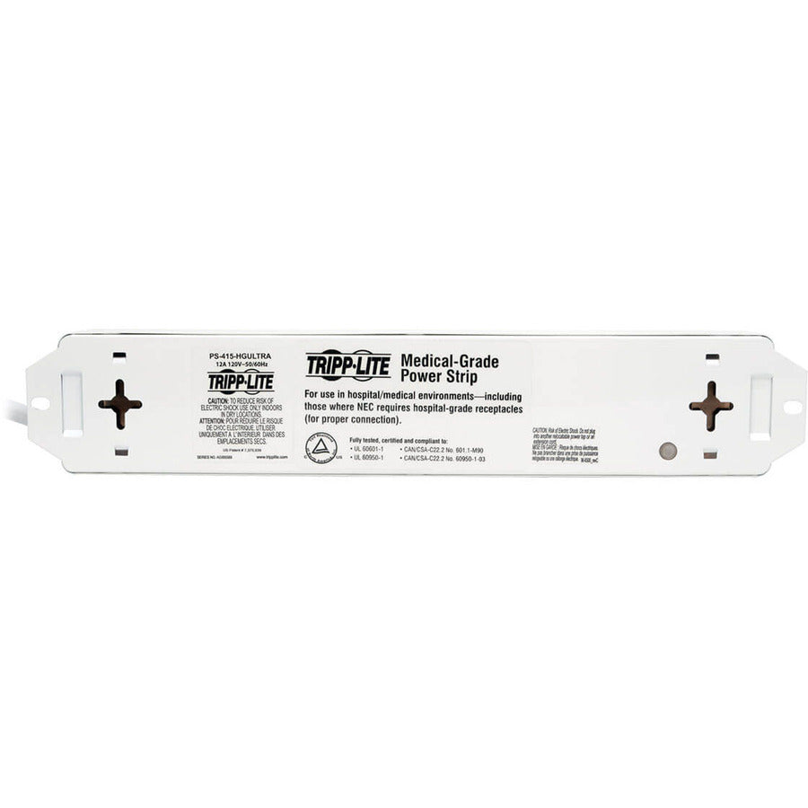 Eaton Tripp Lite Series Safe-IT UL 60601-1 Medical-Grade Power Strip for Patient-Care Vicinity, 4x 15A Hospital-Grade Outlets, Safety Covers, 6 ft. Cord — PS-406-HGULTRA
