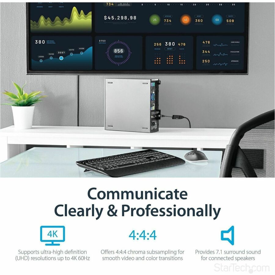 StarTech.com DisplayPort to HDMI Adapter, 4K 60Hz Active DP 1.4 to HDMI 2.0 Video Converter for Monitor/Display, Latching DP Connector — DP2HD4K60S