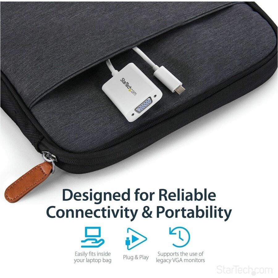 StarTech.com USB-C to VGA Adapter - White - Thunderbolt 3 Compatible - USB C Adapter - USB Type C to VGA Dongle Converter — CDP2VGAW