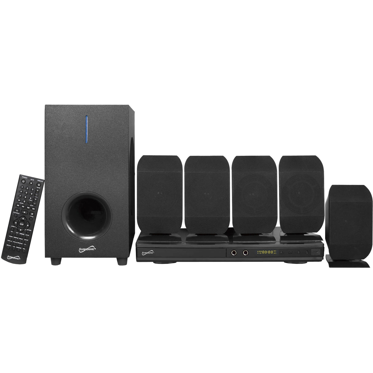 Supersonic SC-38HT 5.1 Home Theater System - 75 W RMS - DVD Player - Black — SC-38HT
