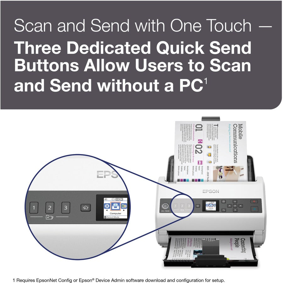 Epson DS-730N Sheetfed Scanner - 600 dpi Optical — B11B259201