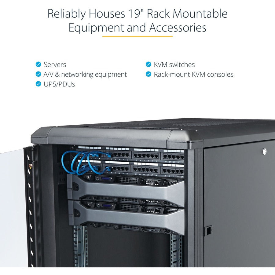 StarTech.com 4-Post 15U Server Rack Cabinet, 19" Data Rack Cabinet for Computer / IT Equipment, Home Network Rack, Half Height Server Rack — RK1536BKF