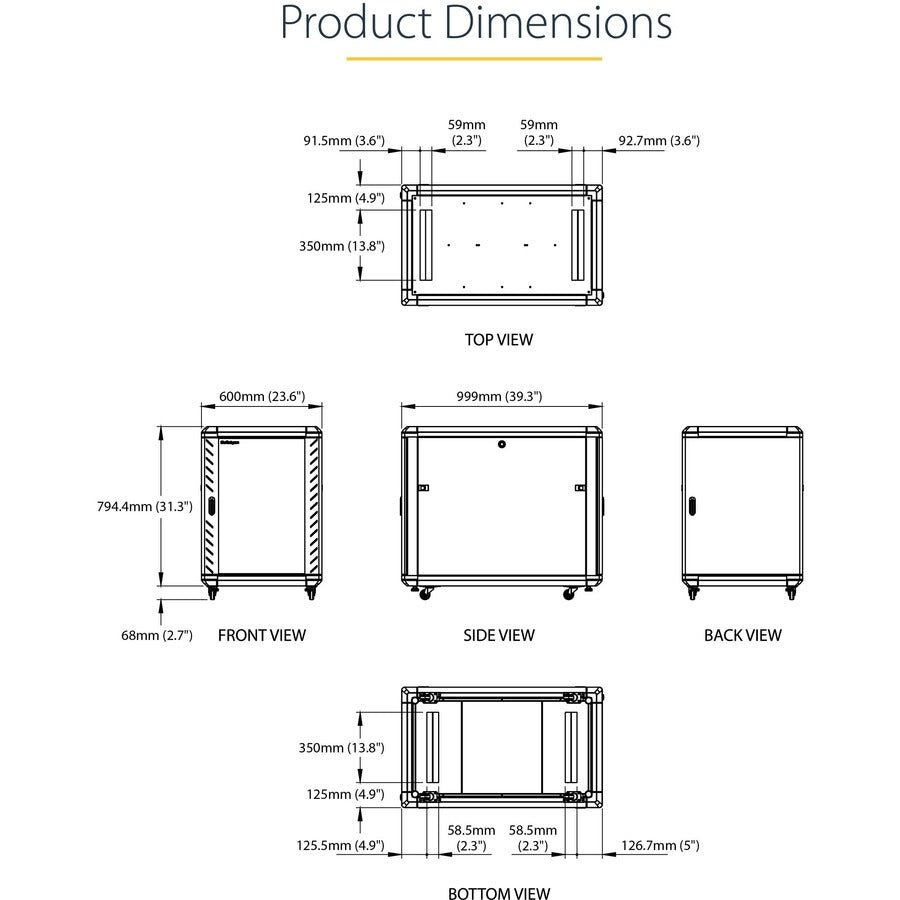 StarTech.com 4-Post 15U Server Rack Cabinet, 19" Data Rack Cabinet for Computer / IT Equipment, Home Network Rack, Half Height Server Rack — RK1536BKF