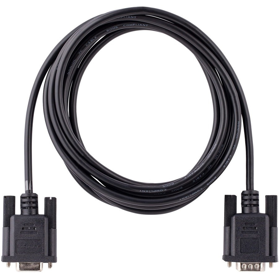 StarTech.com 3m RS232 Serial Null Modem Cable, Crossover Serial Cable w/Al-Mylar Shielding, DB9 Serial COM Port Cable Female to Male, F/M — 9FMNM-3M-RS232-CABLE