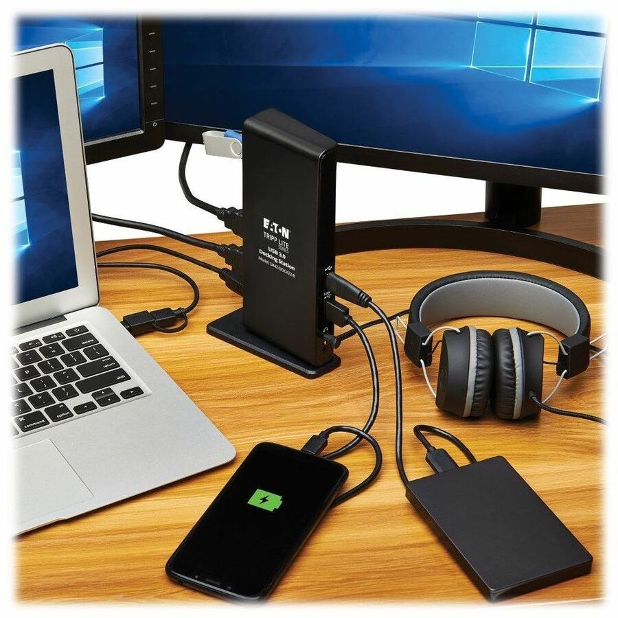 Eaton Tripp Lite Series USB-A / USB-C Dual Display Docking Station - 1080p 60 Hz HDMI, USB 3.x (5Gbps) and USB 2.0 Hub Ports, GbE — U442-DOCK22-B