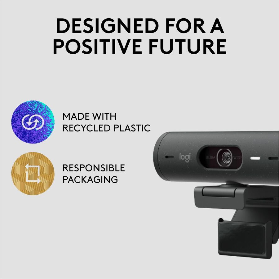 Logitech Brio 500 Full HD webcam, auto framing, noise-reducing mics, privacy shutter, streaming & video calling, Graphite — 960-001493