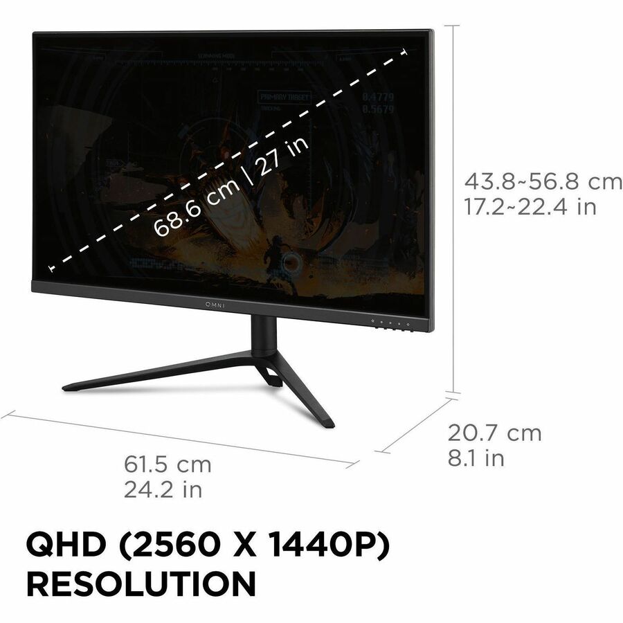 ViewSonic VX2728J-2K 27 Inch 1440p IPS Gaming Monitor with 180Hz, 0.5ms, FreeSync Premium, NVIDIA G-Sync Compatible, Advanced Ergonomics, HDMI, and DisplayPort Inputs — VX2728J-2K