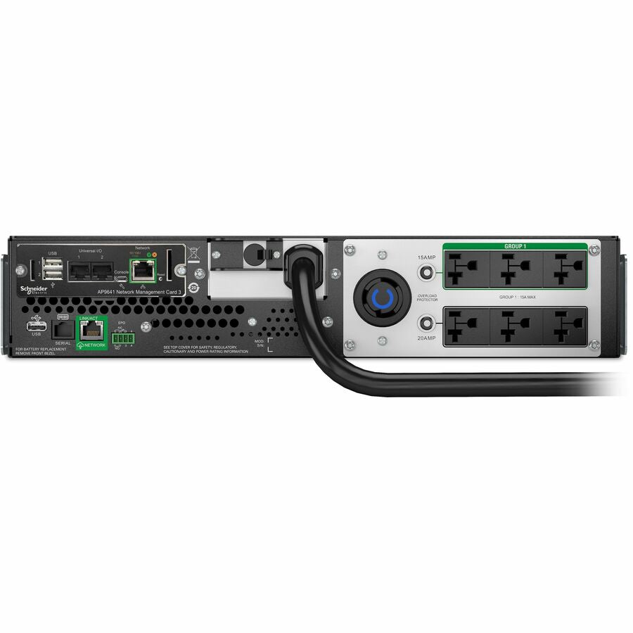 APC Smart-UPS, Line Interactive, 3kVA, Lithium-ion, Rackmount 2U, 120V, 1x NEMA L5-30R+6x NEMA 5-20R outlets, SmartConnect Port+Network Card, AVR, LCD — SMTL3KRM2UCLNC